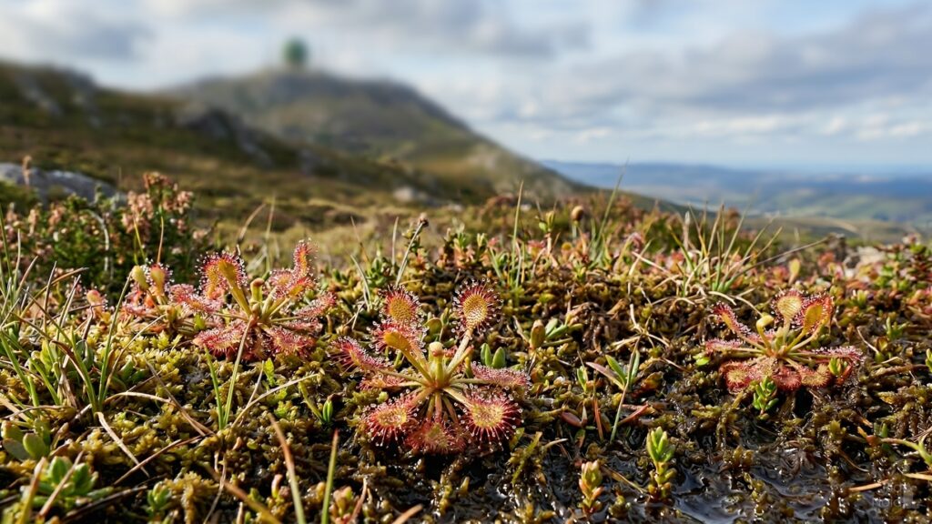 Drosera rotundifolia en la falda del Monte Iroite en la Sierra de Barbanza Ría de Noia